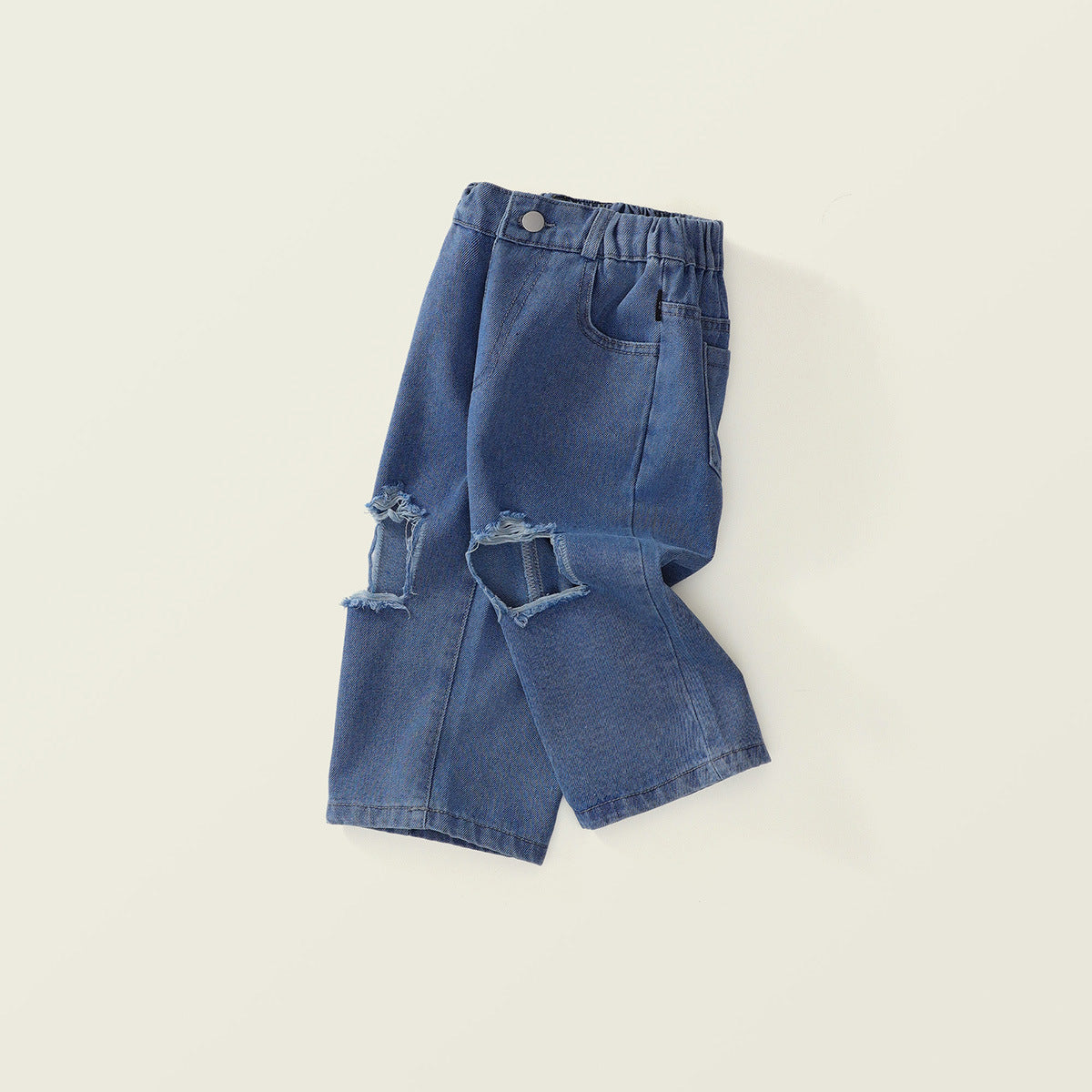 Girl's Autumn New Loose Wide-Leg Ripped Jeans