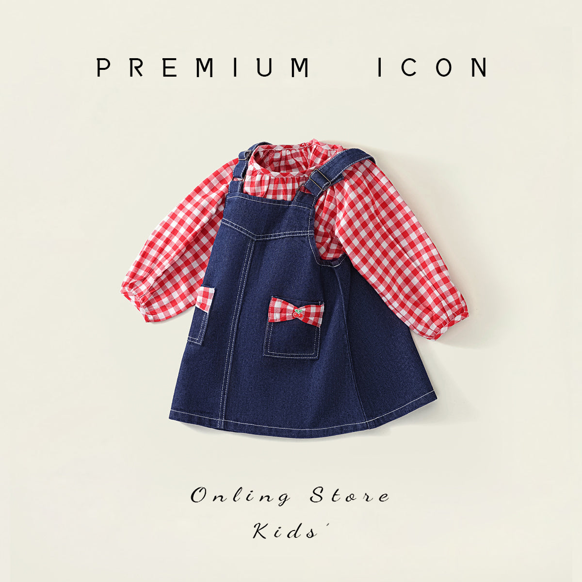 Girl's Denim Overalls Set