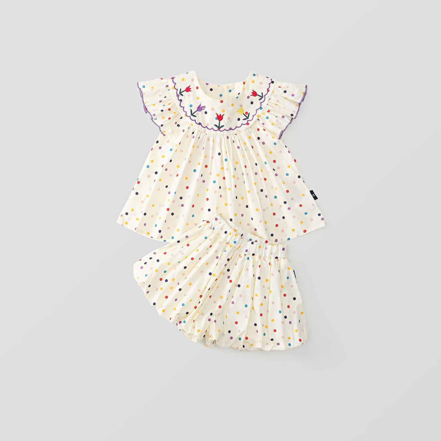 Girl's Baby Korean-Style Embroidered Top & Shorts Set