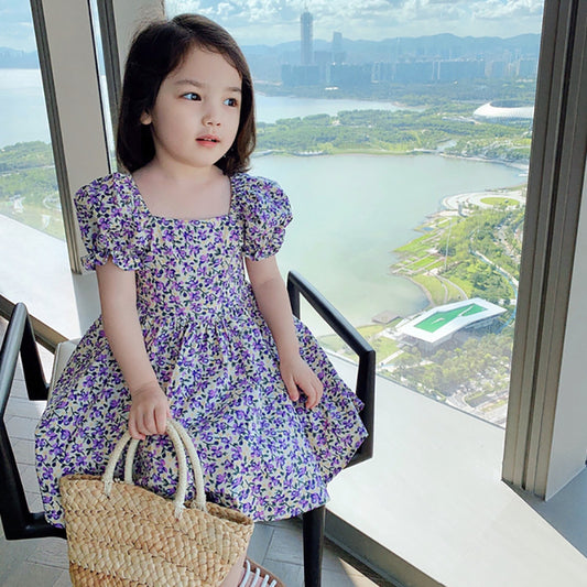 Girls' Country Princess Dress with Floral Print