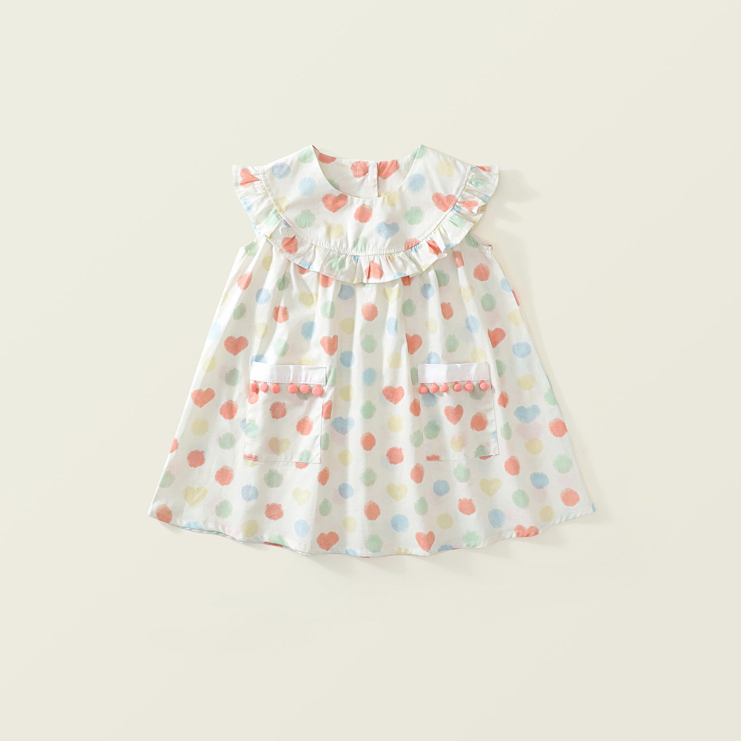 Girl's Colorful Polka Dot Sleeveless Dress