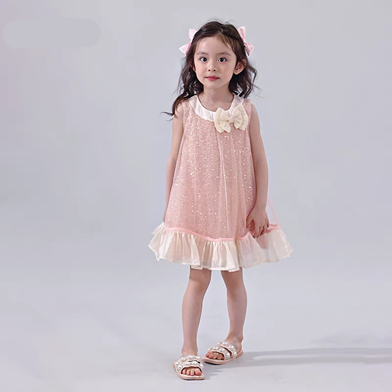 Girl's Pink Sequin Halter Dress