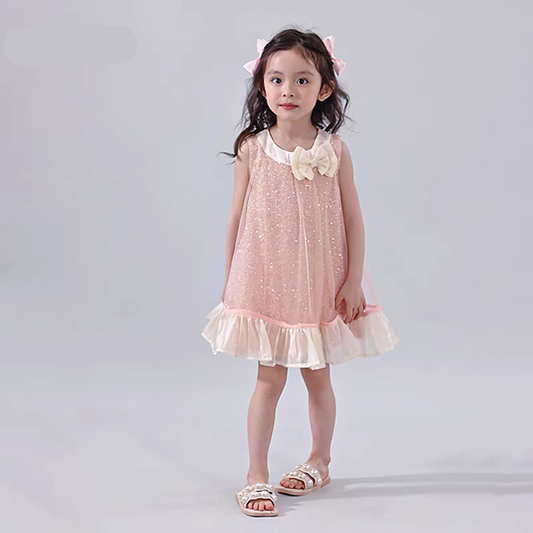 Girl's Pink Sequin Halter Dress