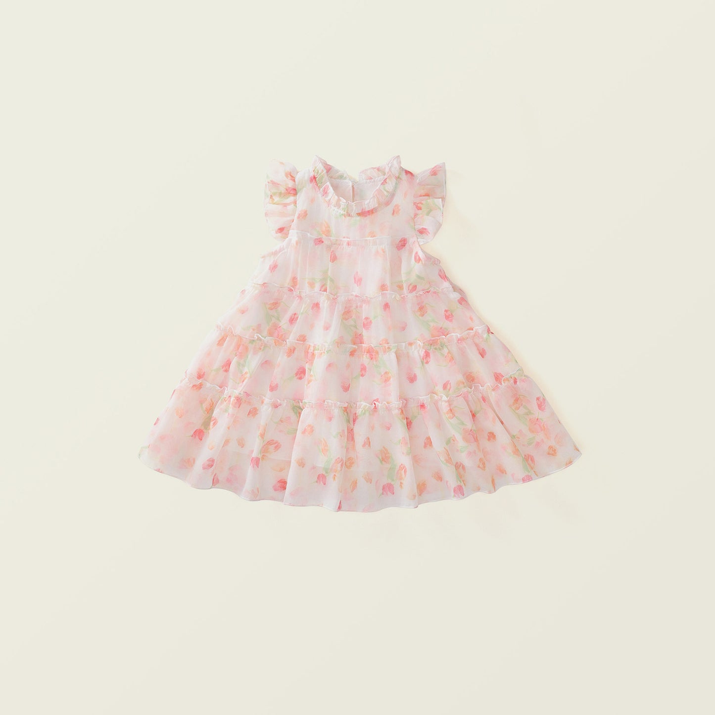 Girl's Pink Floral Summer Dress - New Korean Style K4124929