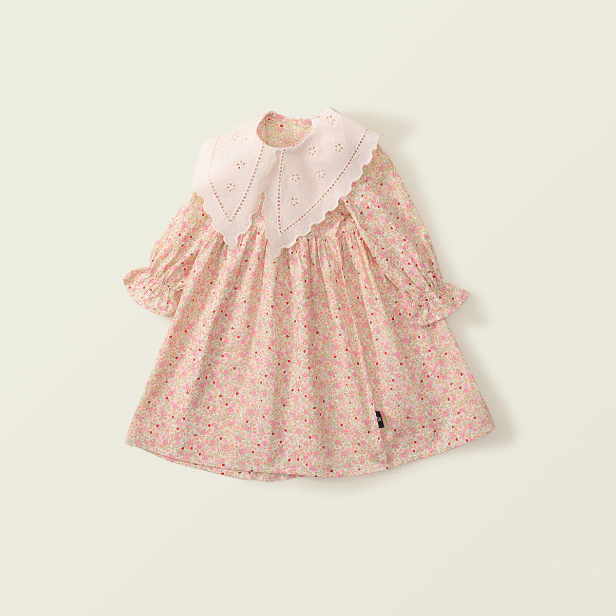 Girl Autumn Floral Lace Collar Dress