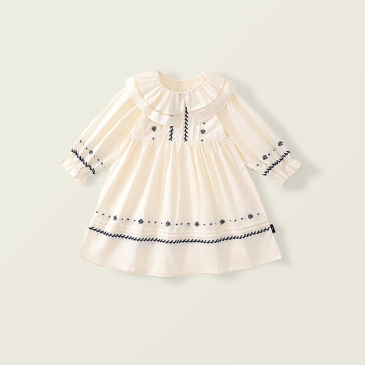 Girl's Vintage Palace-Style Embroidered Dress