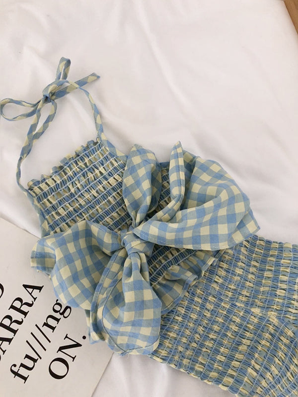 Girl's Summer New Fresh Green Suspender & Pants Set