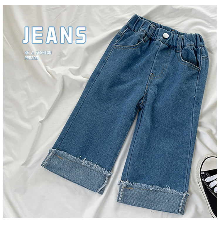 Girl's Autumn New Wide-Leg Jeans