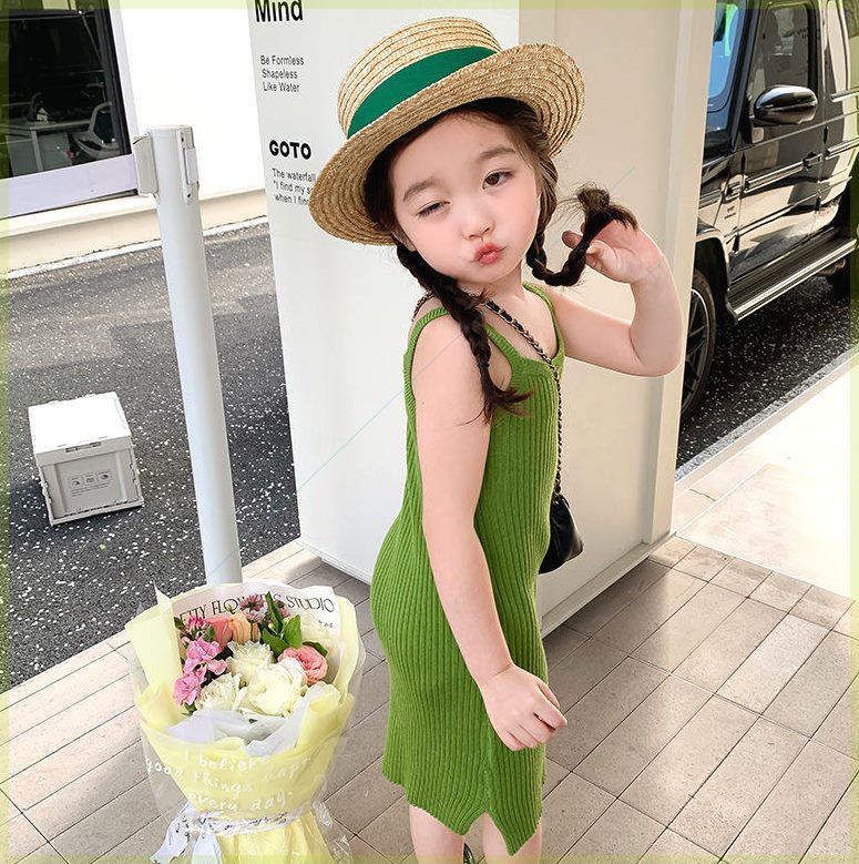 Girl's Spring/Summer New Korean-Style Knitted Dress