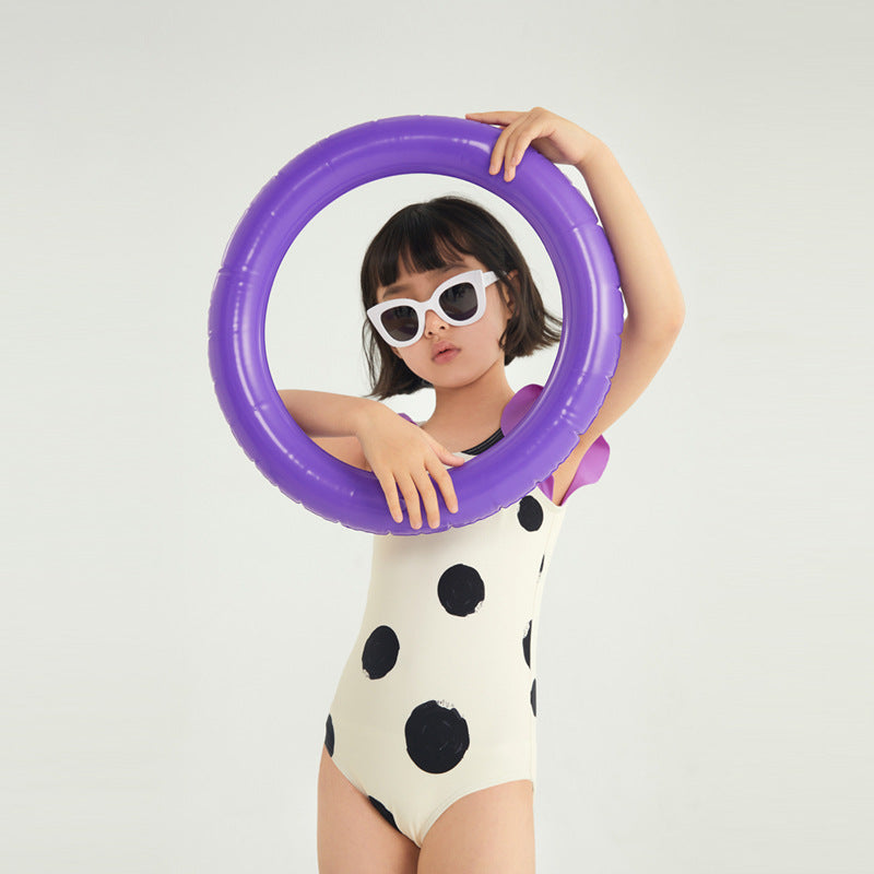 Girl's  Korean-Style Striped Polka Dot Swimwear