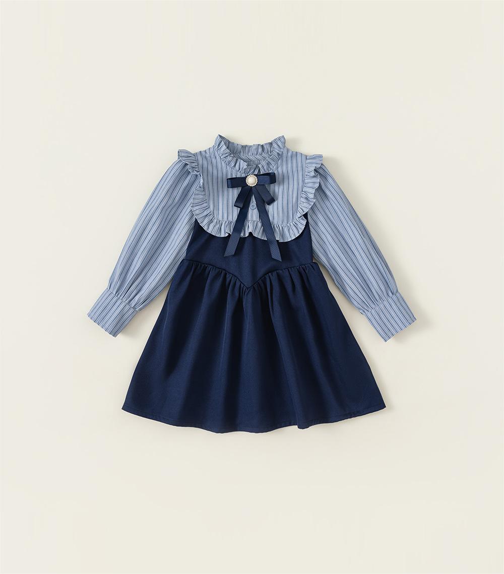 Girl's College-Style Striped Dress