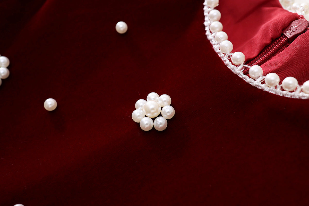 Girl's Red Velvet Dress