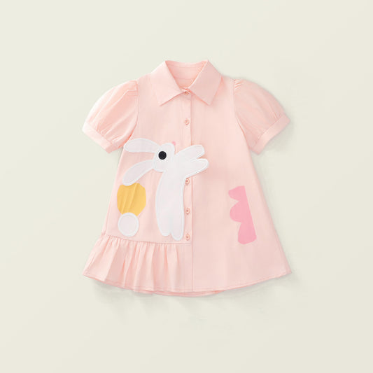 Girl's Pink Rabbit Sweet Dress