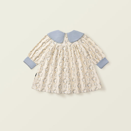 Girl's Countryside-Style Floral Long-Sleeve Dress