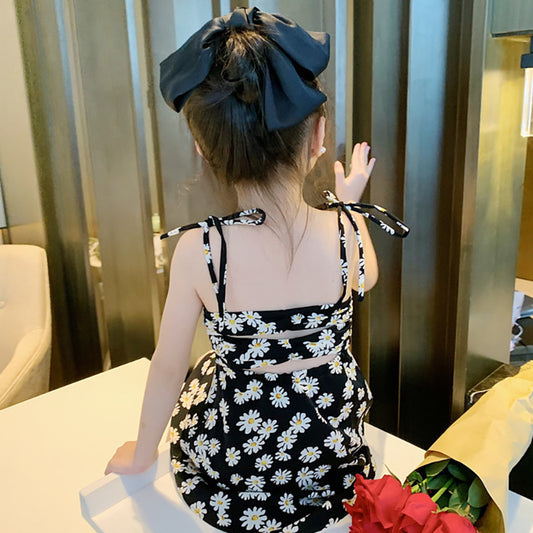 Girl‘s Daisy Chain Halter Dress - Korean-Style Princess Gown