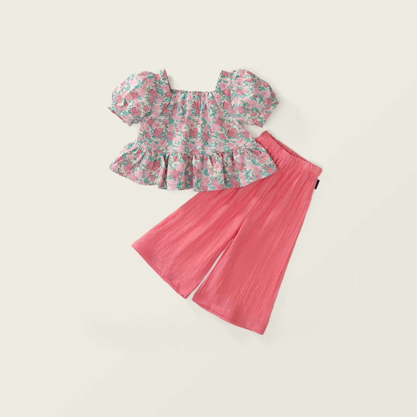 Girl's Pink Floral Summer Two-Piece Set