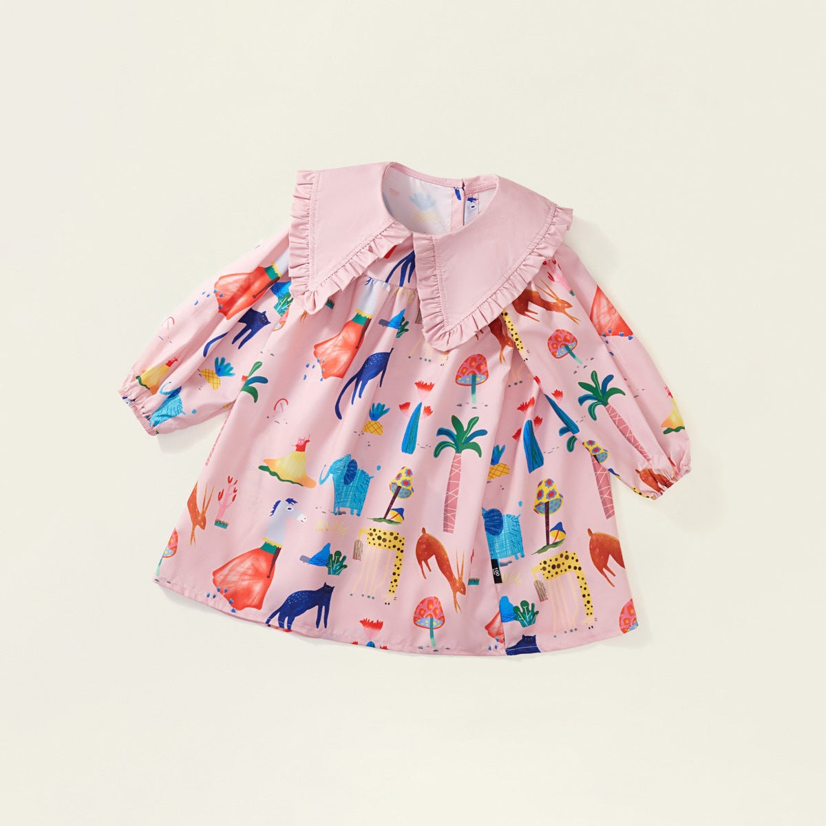 Girls' Long Sleeve Cartoon Print Dress