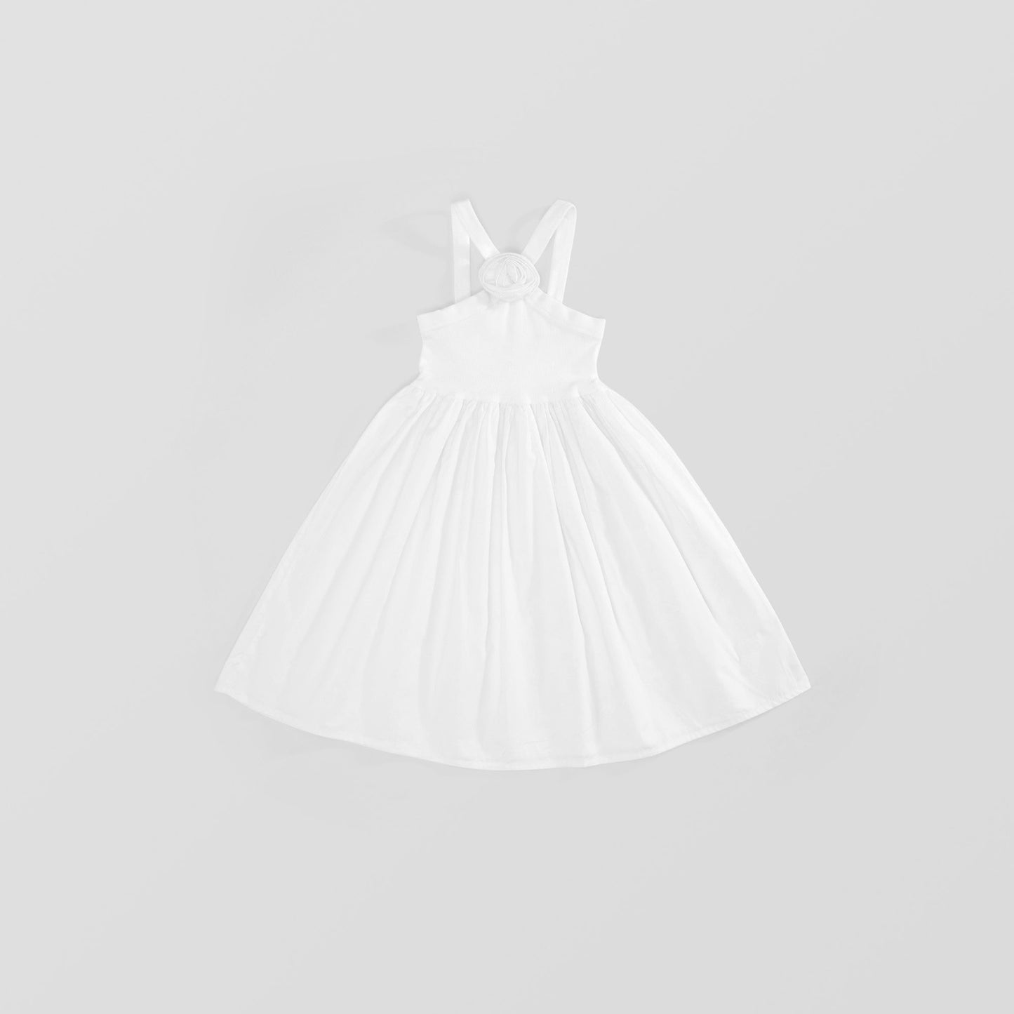 Girl's French-Style White Halter Dress - Summer New