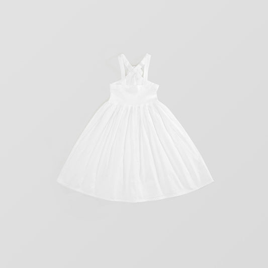 Girl's French-Style White Halter Dress - Summer New