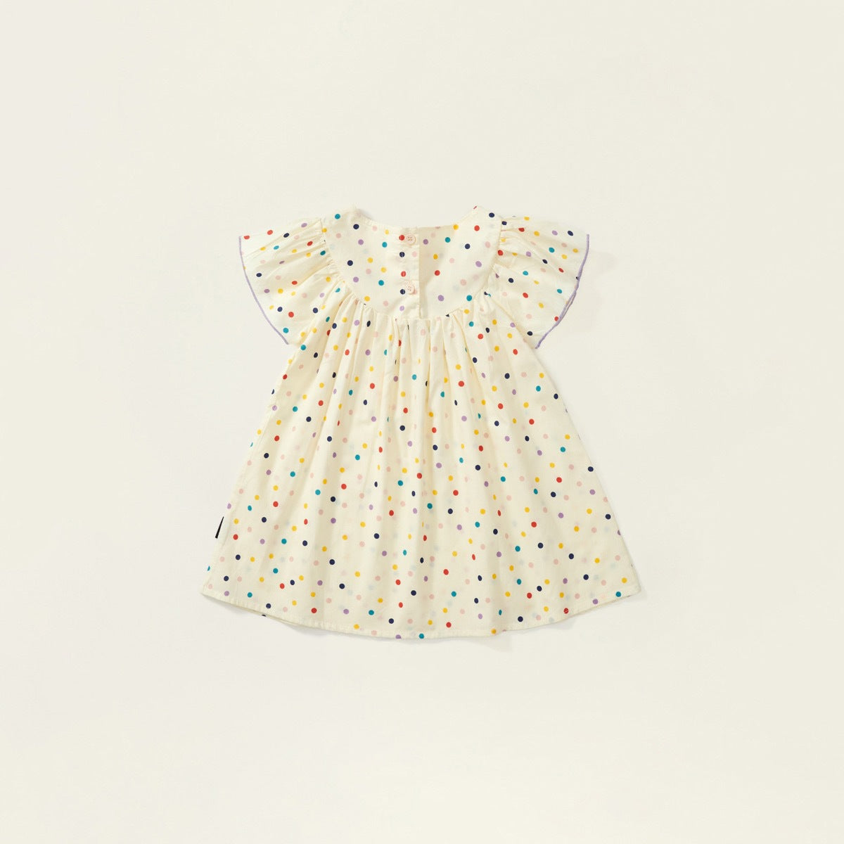 Girls' Colorful Polka Dot Dress with Lace Sleeves