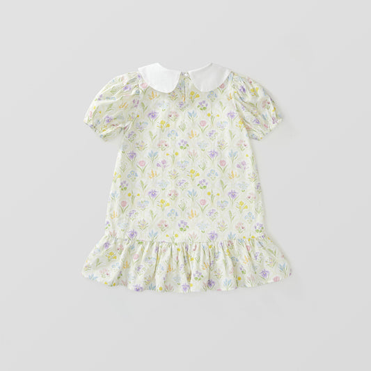 Girl's Summer College-Inspired Floral Princess Dress