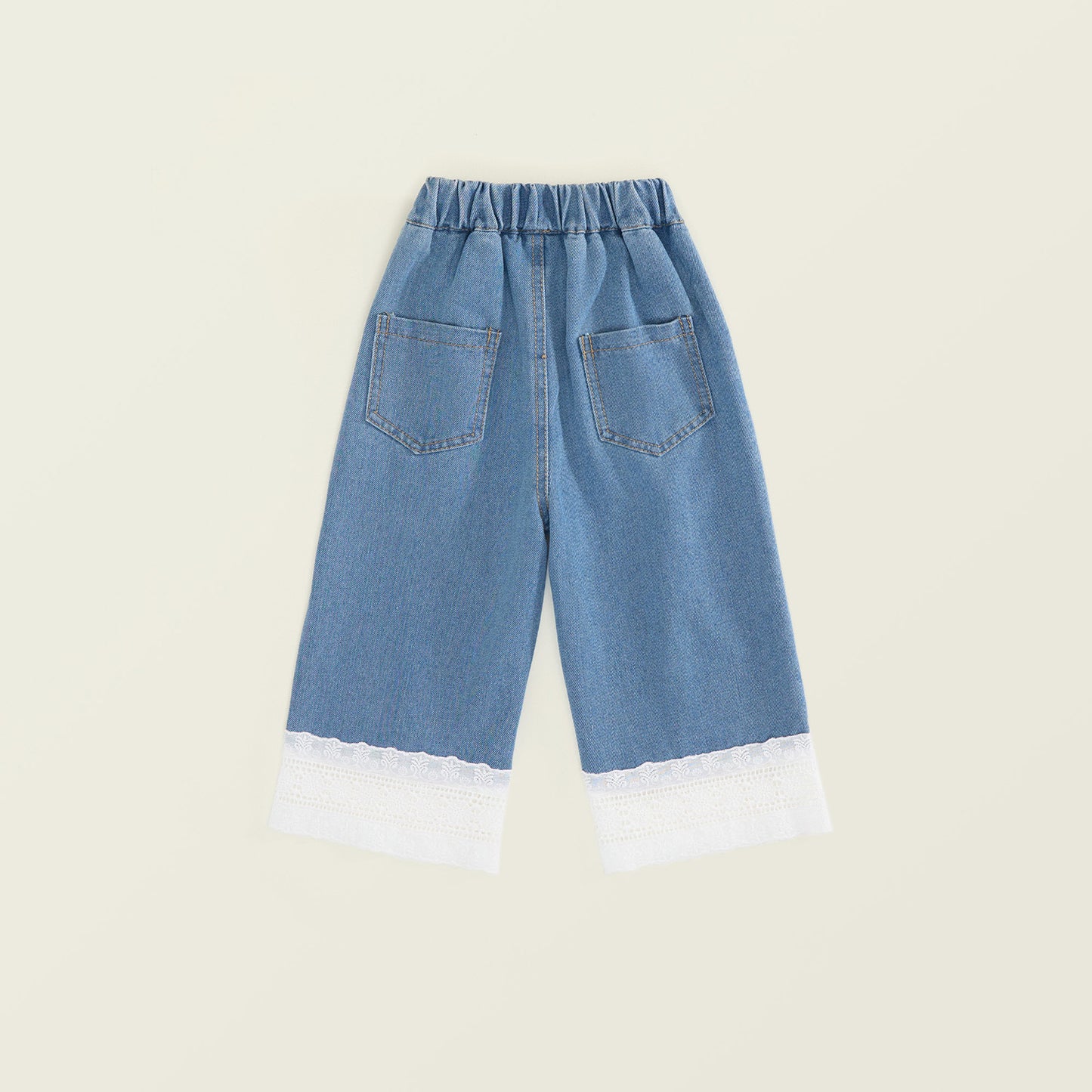 Girls Denim Pants with Lace Patch