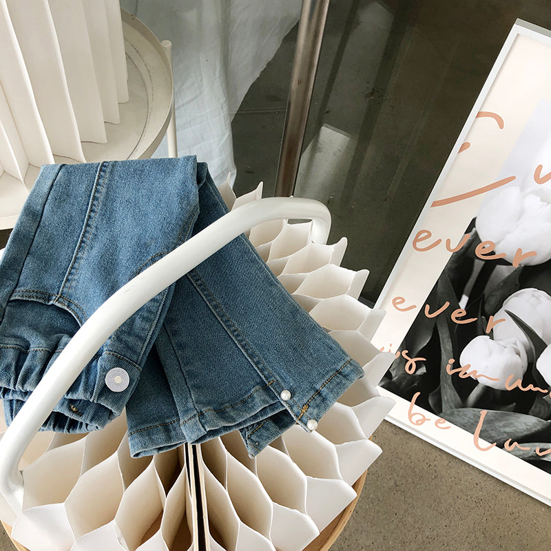 Girl's Pearl-Embellished Fashion Jeans