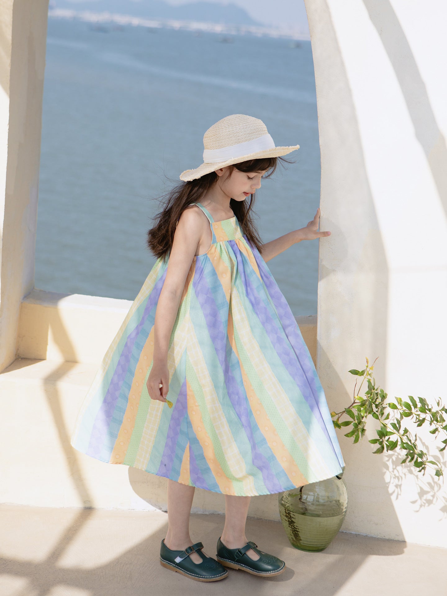 Girl's Spring/Summer Stripe Beach Dress
