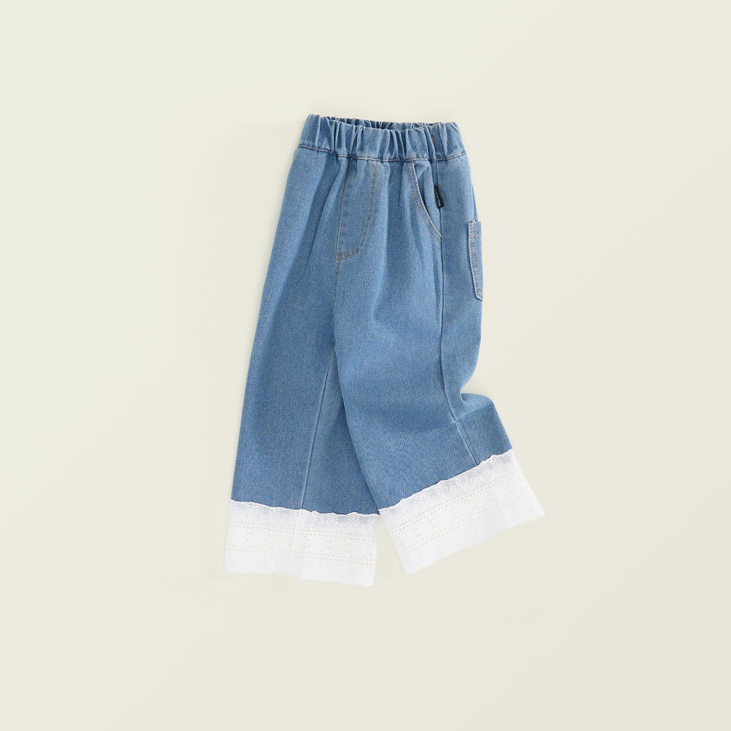 Girls Denim Pants with Lace Patch