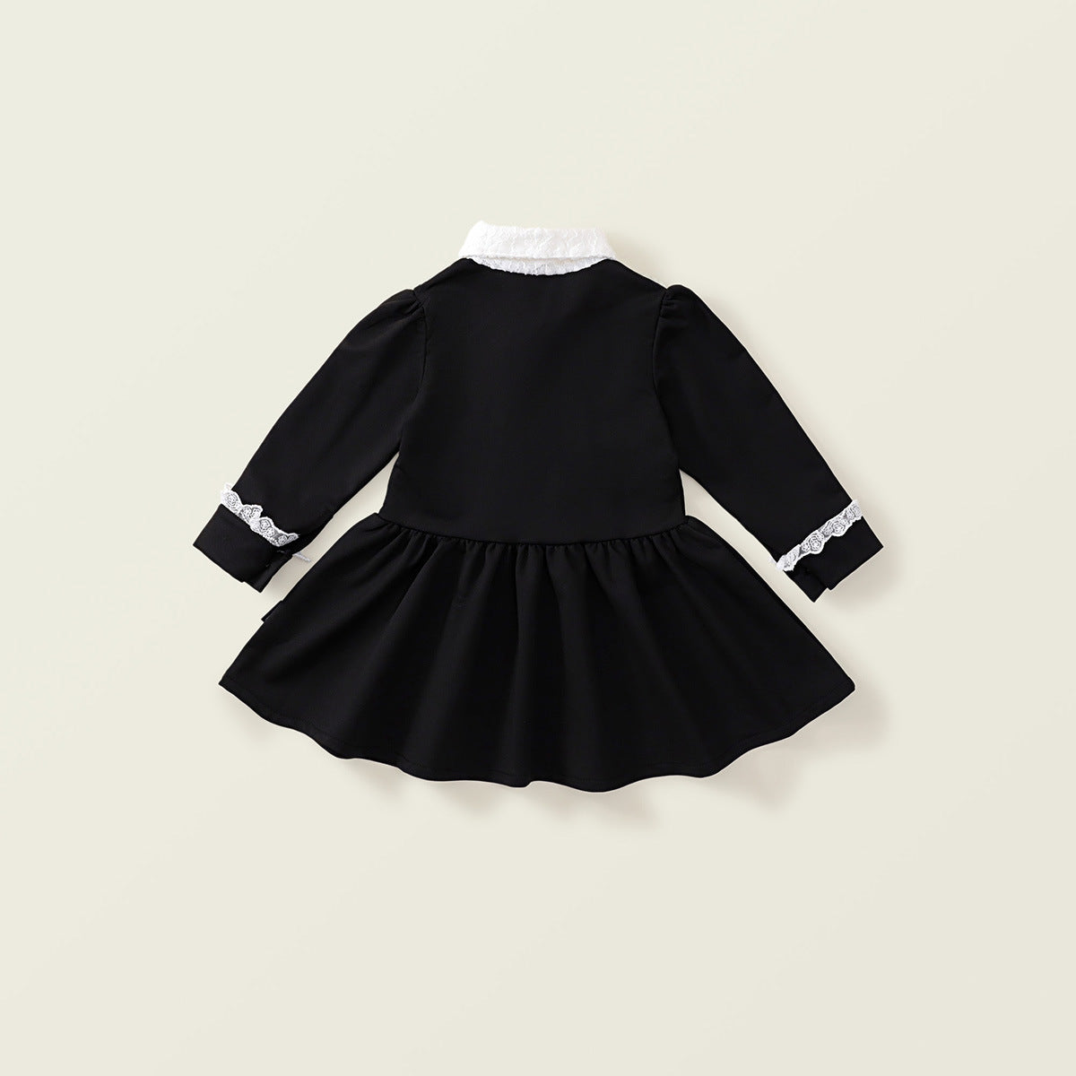 Girls Black Hepburn-Style Lace Dress