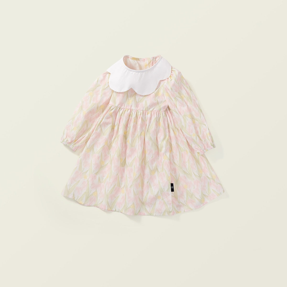 Girls Cotton Floral Princess Dress with Bubble Sleeves