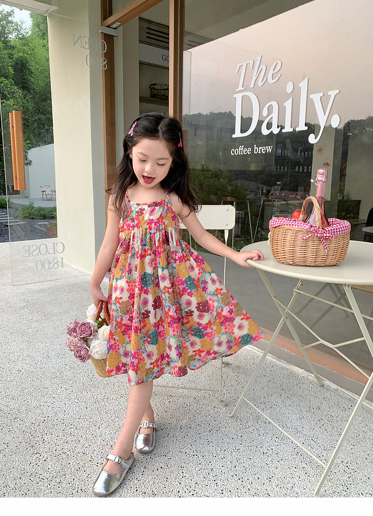 Girl's Spring/Summer Sweet Floral Cotton Dress