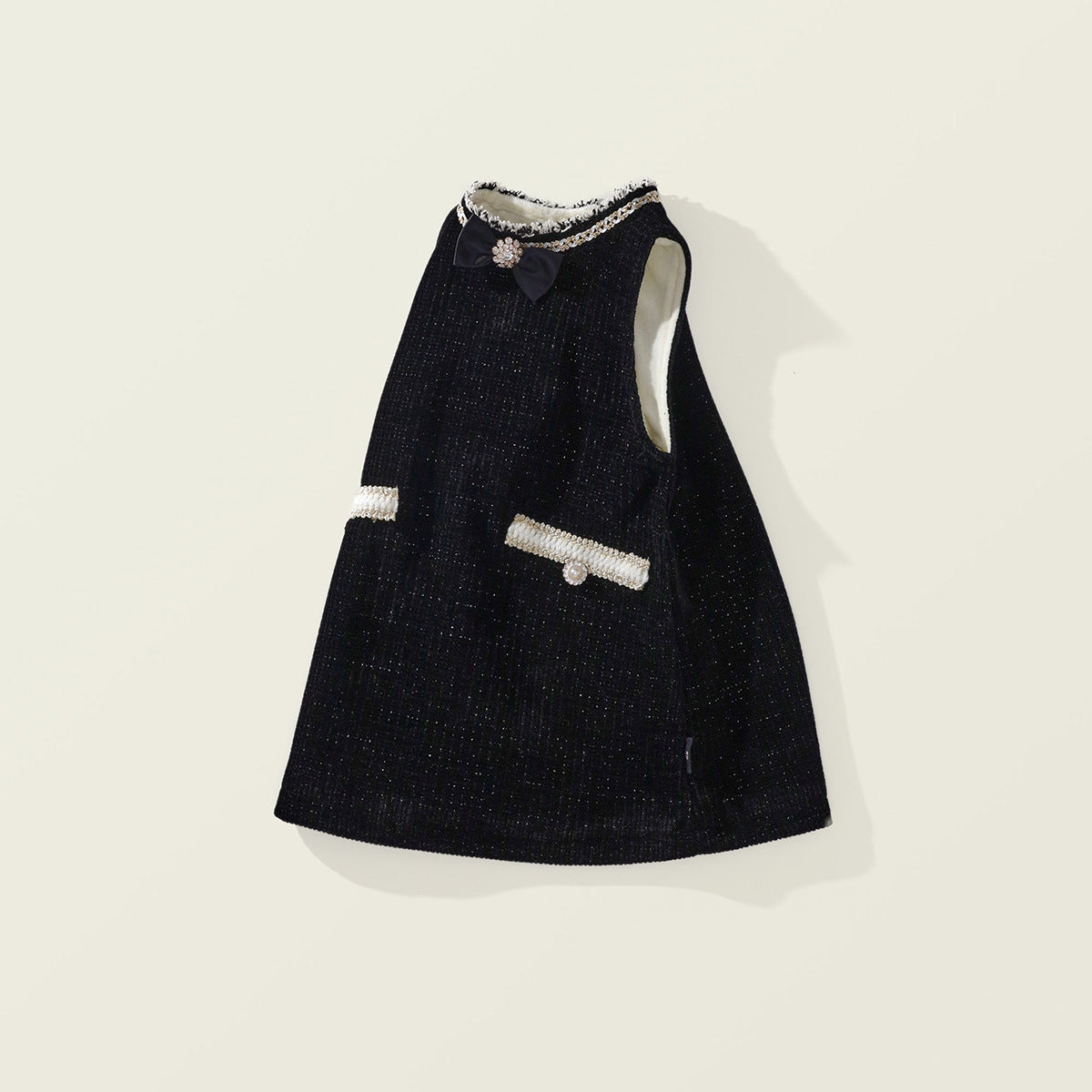 Girls' Winter Velvet Vest Dress with Embellishments