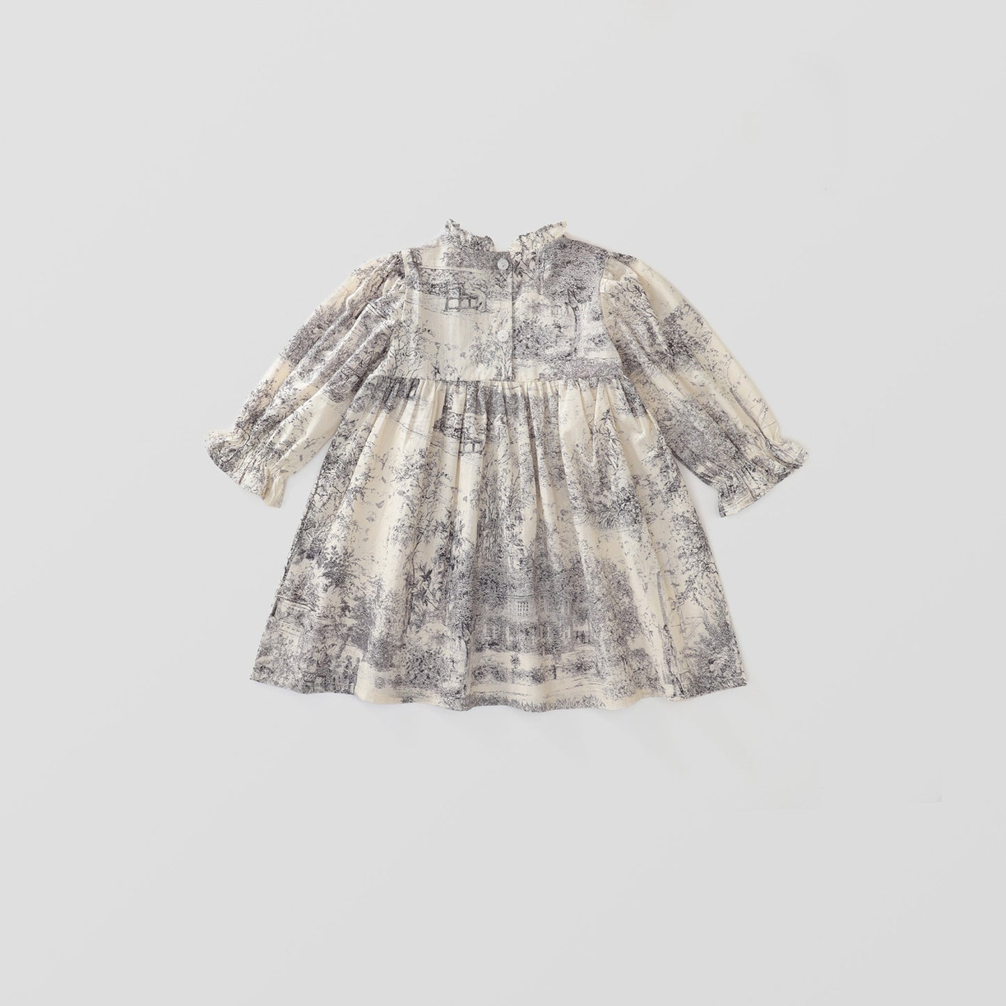 Girls Chinese Landscape Princess Dress with Lace