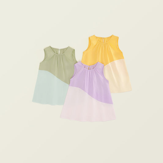 Girl's Sleeveless Patchwork Dress