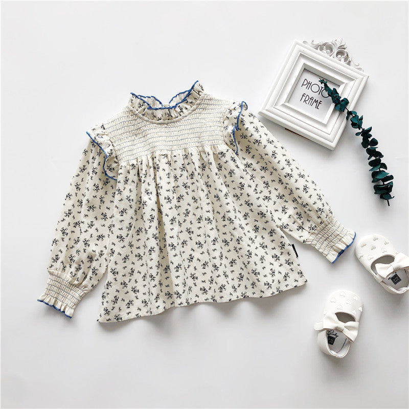 Girl's Autumn New Korean-Style Floral Long-Sleeve Doll Shirt