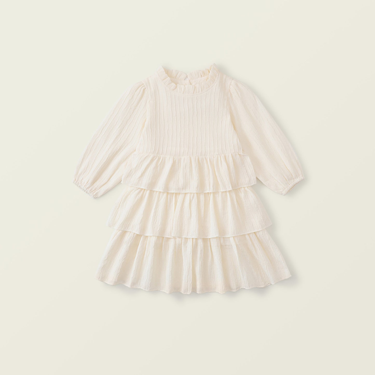 Girl's Ruffle Collar Long-Sleeve Chiffon Princess Dress