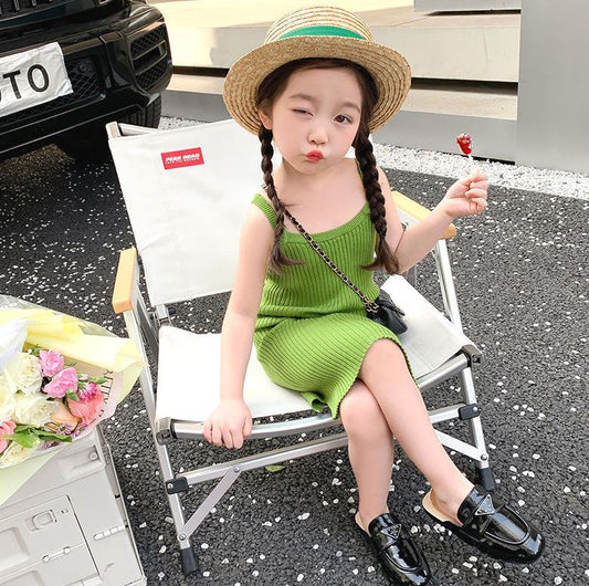 Girl's Spring/Summer New Korean-Style Knitted Dress