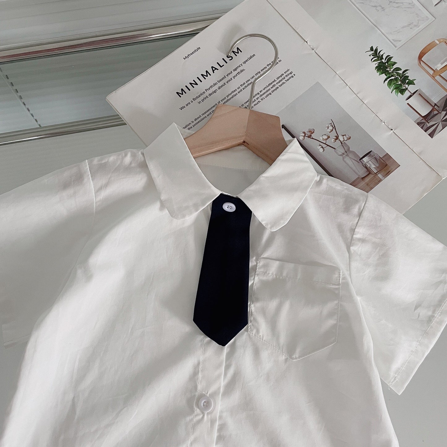 Girl's Autumn College Style Set - Long-Sleeve Shirt & Pleated Skirt