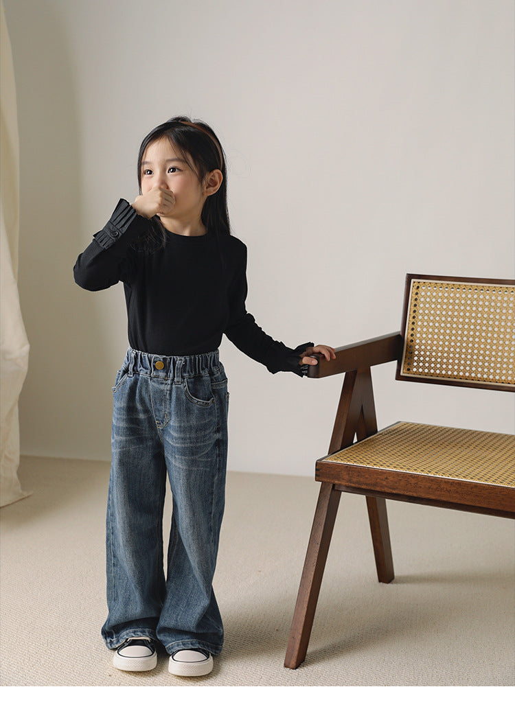 Girl's Denim Straight-Leg Pants