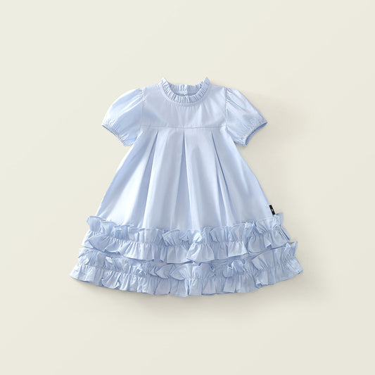Girl's Puff Sleeve Pleated Toddler Dress (2 Colors) - K6126033