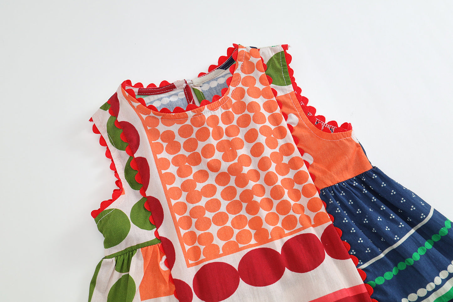 Girls Ethnic Sleeveless Patchwork Dress