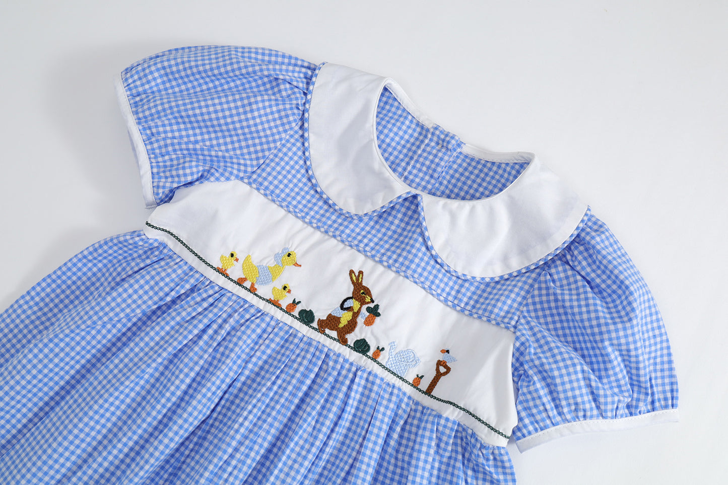 Girls Animal Embroidery Plaid Dress