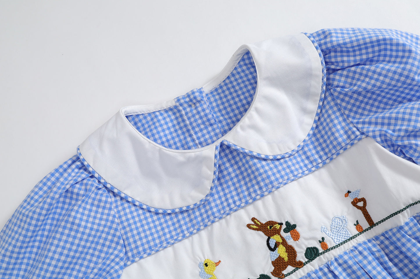 Girls Animal Embroidery Plaid Dress