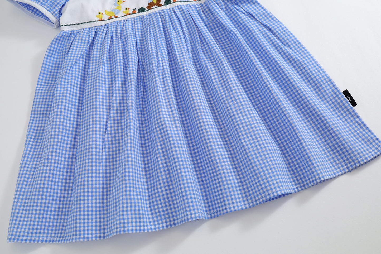 Girls Animal Embroidery Plaid Dress