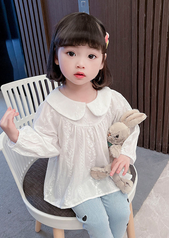 Girl's Autumn New Pure Color Lace Doll Shirt