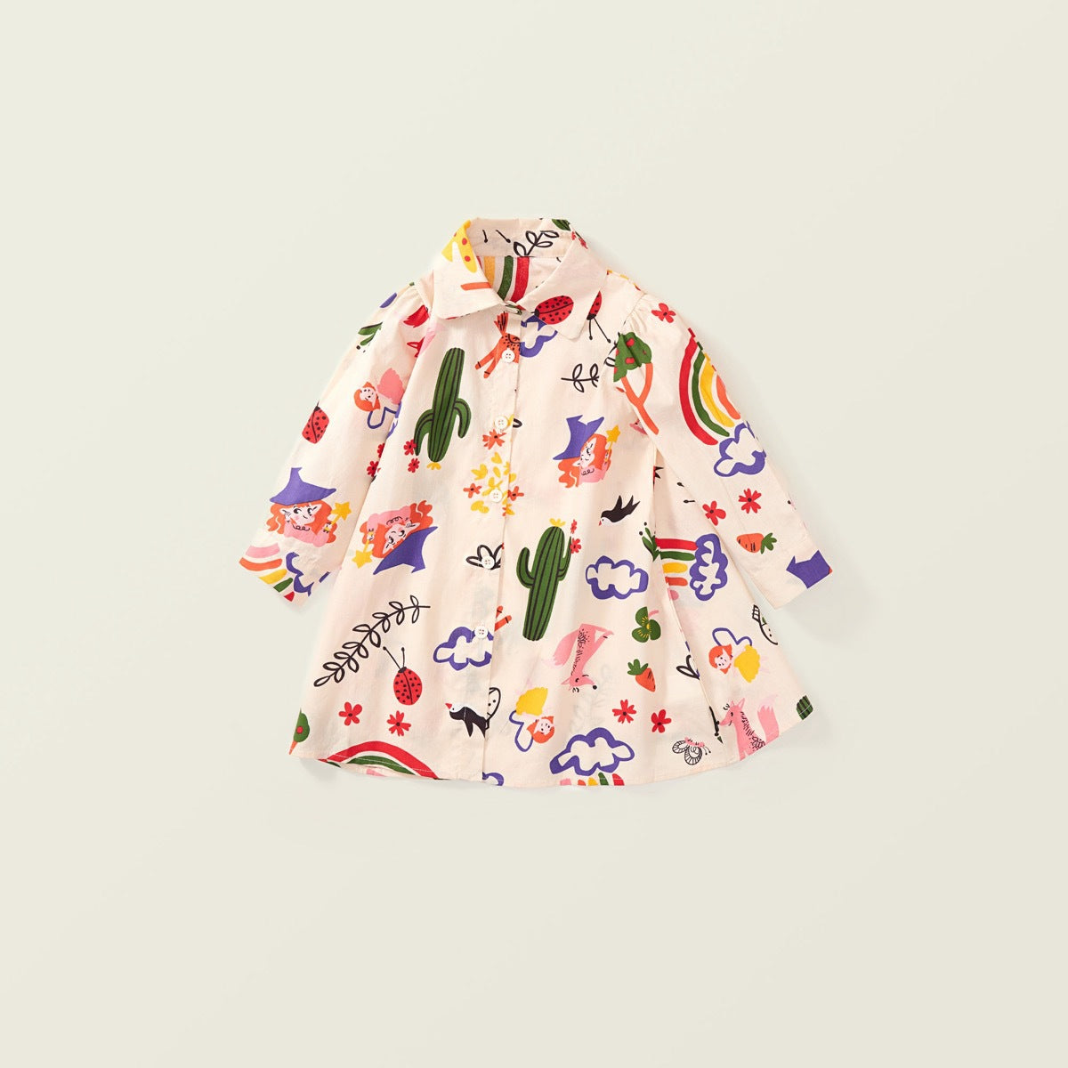 Girl's 2024 Autumn Graffiti-Style Long-Sleeve Dress