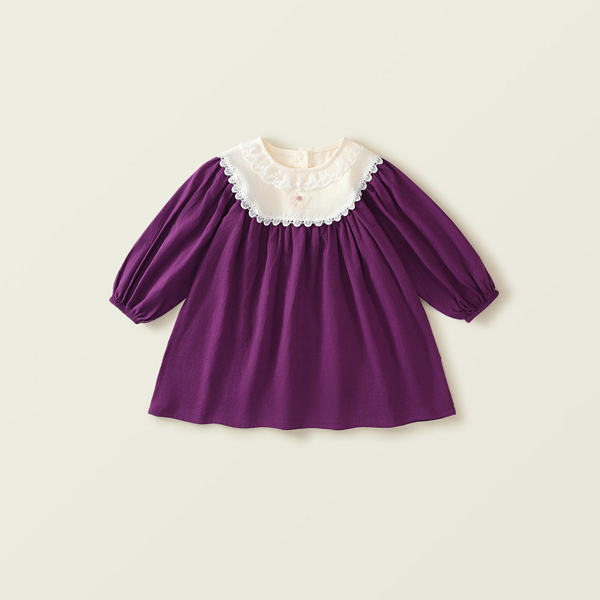 Girl's Purple Lace Long-Sleeve Princess Dress