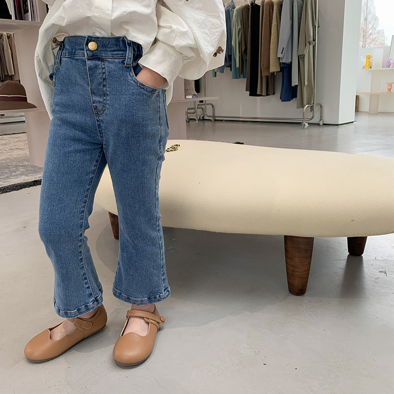 Girl's Spring & Autumn High-Waisted Skinny Flare Jeans