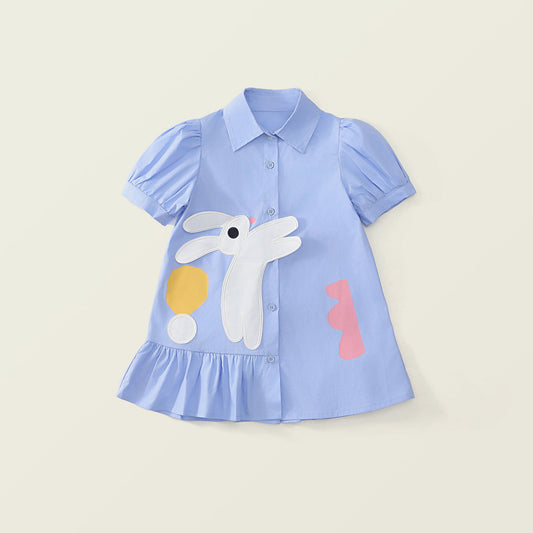 Girl's Adorable Bunny Patch Dress